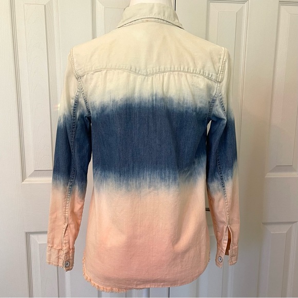 Free People Boho Button Down Ombré Denim Western Shirt - Picture 9 of 15
